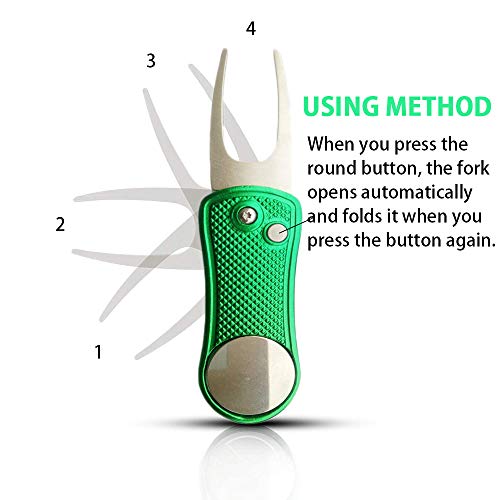 WESTRONG Golf Divot Repair Tool, Foldable Magnetic Pop-up Button Stainless Steel Switchblade with Detachable Golf Ball Marker