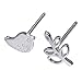 S.Leaf Tiny Sterling Silver Stud Earrings High Shine Butterfly Earrings for Woman (silver)
