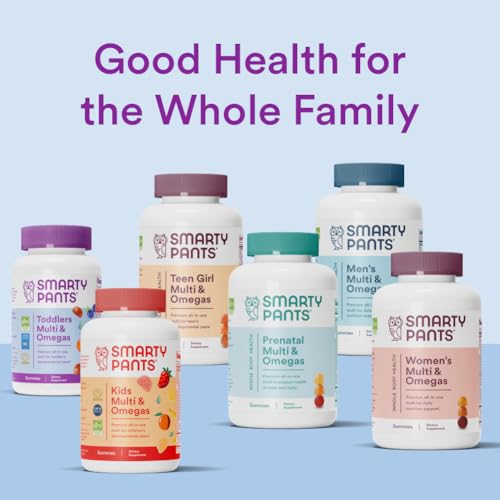 SMARTYPANTS TODDLER MULTIVITAMIN GUMMIES: OMEGA 3 FISH OIL (EPA/DHA), VITAMIN D3, C, VITAMIN B12, B6, A, K & ZINC, BIOTIN, BETA CAROTENE, GLUTEN FREE, THREE FRUIT FLAVORS, 90 COUNT (30 DAY SUPPLY)