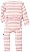 KicKee Pants Essentials Girls Ruffle Coverall- Lotus Stripe, 0- 3 Months