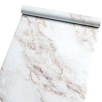 Homein Marble Self Adhesive Paper White 11.5" x59" Peel and Stick Vinyl Film for Furniture Decorative Matte Granite Cover Waterproof Removable Wallpaper Roll for Countertops Cabinet Bathroom