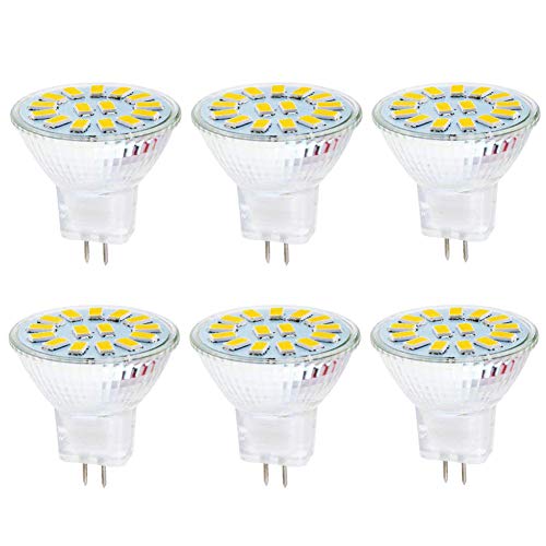 MR11 GU4 LED Bulbs 4W AC/DC 12V 25W-30W Halogen Bulbs Equivalent G4/GU4 Bi-pin Base MR11 Spotlight Daylight White 6000K for Landscape Accent Recessed Track Lighting (6 Pack)