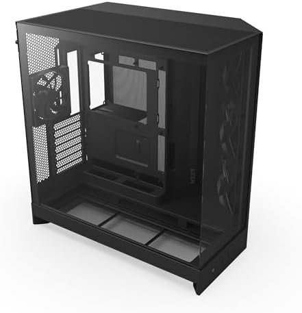 NZXT H9 Flow (2025) – Large Dual-Chamber ATX Mid-Tower Airflow PC Case – Includes 3 x 140mm & 1 x 120mm Fans – 420mm Radiator Support – Tempered Glass – Back-Connect Ready – Black