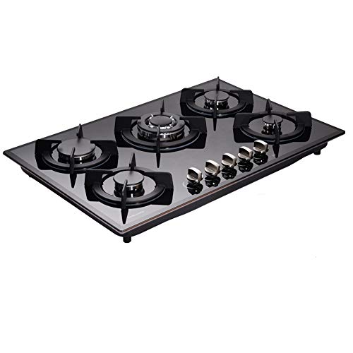 30" Gas Cooktop Dual Fuel 5 Sealed Burners Gas Stovetop Tempered Glass