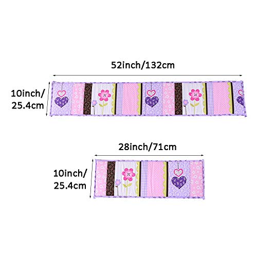 Wowelife Baby Crib Bumpers Purple Breathable Nursery Bumper Pads 4 Piece Flowers and Hearts for Baby Boys and Girls(Purple Elephant) - Thumbnail 5