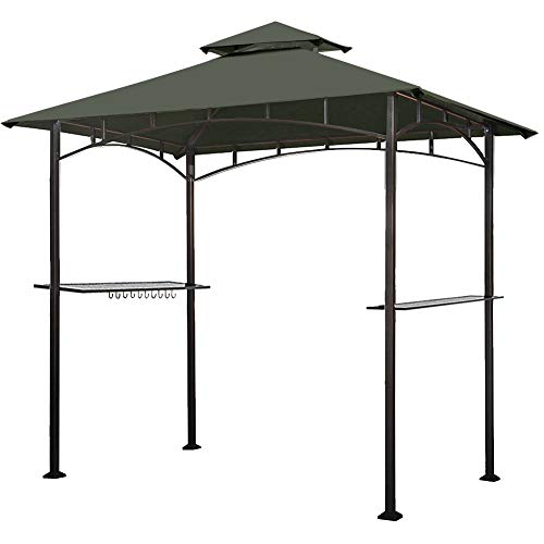 Eurmax 5FT x 8FT Double Tiered Replacement Canopy Grill BBQ Gazebo Roof Top Gazebo Replacement C ...