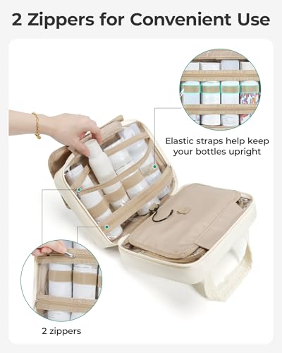 BAGSMART Travel Toiletry Bag Women's Toiletry Bag for Hanging Large Wash Bag Hand Luggage Travel Accessories for Women Girls Black