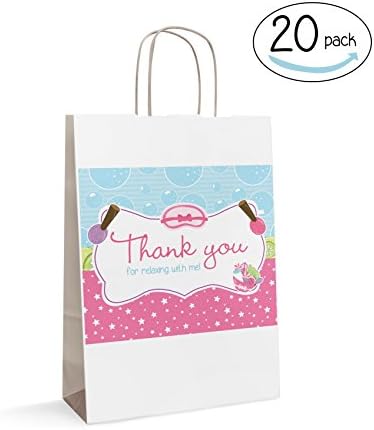 Spa party stickers LARGE 4x3" - 20 pack sleepover spa make-up birthday party girls supplies, decorations - Thank you stickers for gift bags, favors, candy, bottles