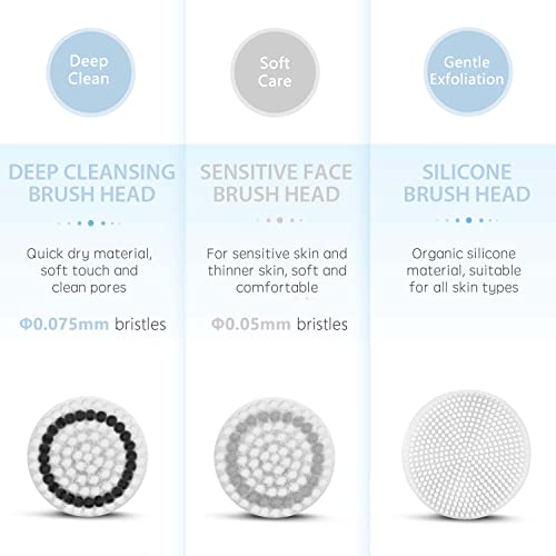 Rechargeable Facial Cleansing Spin Brush Set with 3 Exfoliating Brush