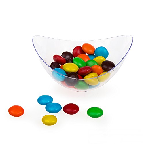 KIW Mini Clear Plastic Party Bowls - Pack Includes 25 Elegant And Disposable Candy/ Ice Cream/Fruit Dishes That Are Great For Parties
