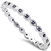 Simulated Amethyst Eternity Band .925 Sterling Silver Ring Sizes 4-10