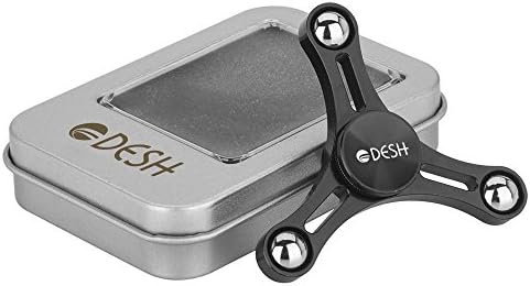 DESH Finger Spinner Fidget Toy - Made from Metal in Black Color - Great for Stress Relief with Stainless Steel R188 Bearing