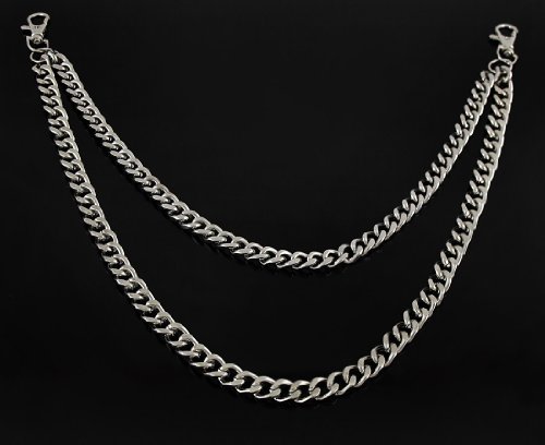 Metal Mens Wallet Chains Wc-302 Heavy Chrome Plated Double Strand Link Wallet Chain Silver