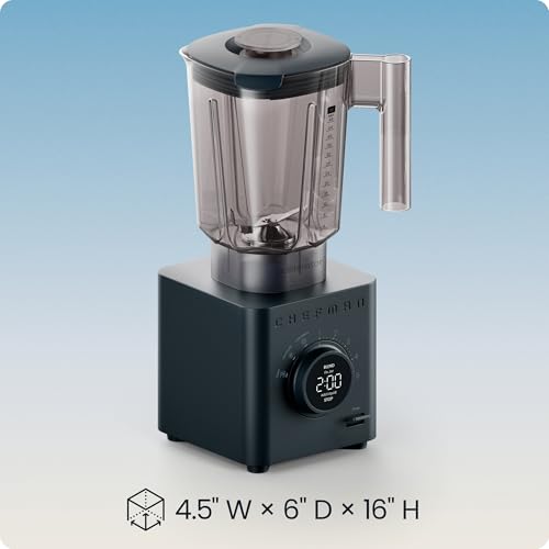 Chefman Obliterator Licuadora de encimera de 48 oz para batidos, motor de 1380 W para triturar hielo, nueces y frutas congeladas con hoja de acero inoxidable, función de mezcla automática, incluye manipulador y raspador