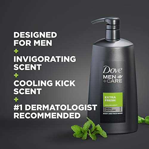 Dove Men+Care Body Wash with Pump for Men's Skin Care Extra Fresh Body Wash that Effectively Washes Away Bacteria While Nourishing Your Skin 23.5 oz