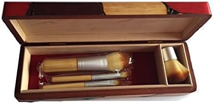 Handcrafted Wooden Make Up Brush Holder and Brush Set, Bamboo Make Up brush Set, Beautiful and Unique Box Made of Wood. Ecofriendly gift box.