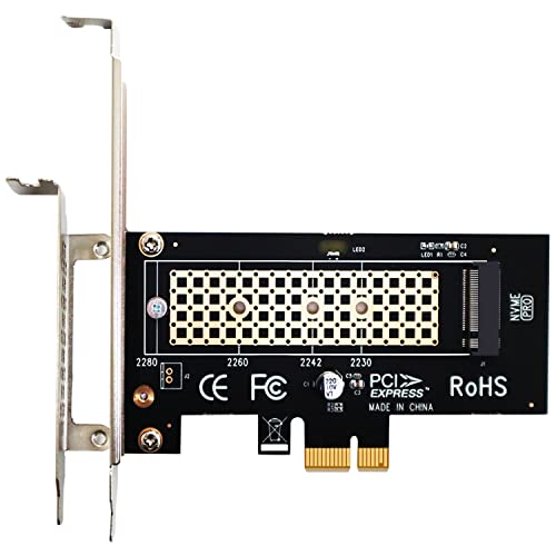 GLOTRENDS M.2 PCIe X1 Adapter mit M.2 Schraube für M.2 PCIe 4.0/3.0 SSD (NVMe/AHCI Key M), PCIe X1/X4/X8/X16 Lane Installation, Aber nur PCIe X1 Geschwindigkeit (PA09-X1)