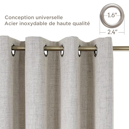 CUCRAF 100% Thermal Blackout Curtain, 2 Pieces, L140 x H245, Thermal Linen Curtain, Anti Cold and Heat Insulation Opaque Curtain with Eyelets, Light Insulation, Anti-UV, White
