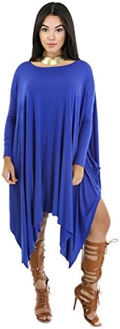 YUTRENDS Womens Asymmetrical Long Sleeve Oversized Poncho Tunic Top Loose Dress