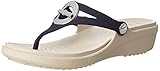 crocs Women's Sanrah Circle Bow Wedge Flip W Dress Sandal, Navy/Stucco, 8 B(M) US