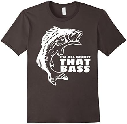 Mens It's All About That Bass Fishing Rod Hook Bass Tshirt Large Asphalt