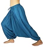 Lovely Creations Unisex Plus Size Baggy Aladdin Hippie Yoga Harem Casual Pants(HC Blue),US size 4-14