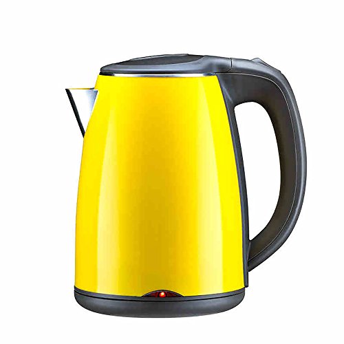 ZJâ“‡ kettle Yellow Stainless Steel Electric Kettle Double Layer Anti-scald Home Use Kettle 1.2 Liters(size:height 215width217mm) Fast Boiling, Boil-Dry Protection 220V 1500w ##