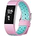 For Fitbit Charge 2 HR, Band with Breathable Holes, Pink and Azure, Large
