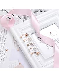 Yadoca 8 piezas 14G ombligo anillos de acero inoxidable curvado Dangle ombligo anillos CZ Barbell cuerpo Piercing joyería para mujeres niñas
