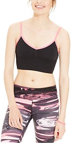 Material Girl Active Juniors' Womens Seamless Bralette Top (S/M, Classic Black)