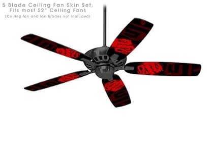 Oriental Dragon Red On Black Ceiling Fan Skin Kit Fits Most 52