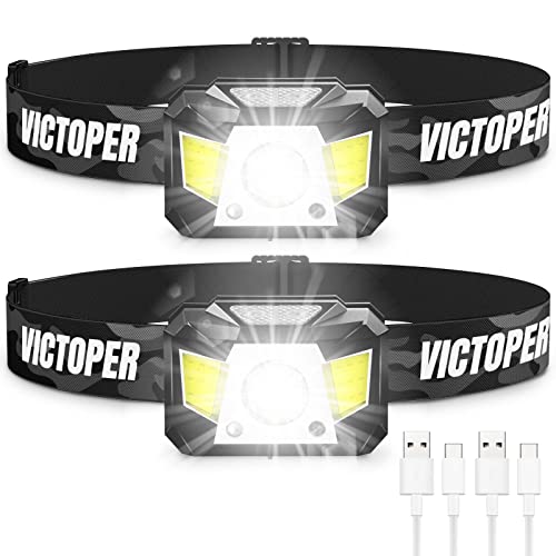Victoper Headlamp Rechargeable 2 Pack, 1200 Lumens Motion Sensor Bright