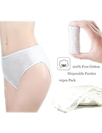 Bragas desechables para dama, 100% algodón puro, calzoncillos de viaje, calzoncillos de corte alto, color blanco macarons (10 unidades)