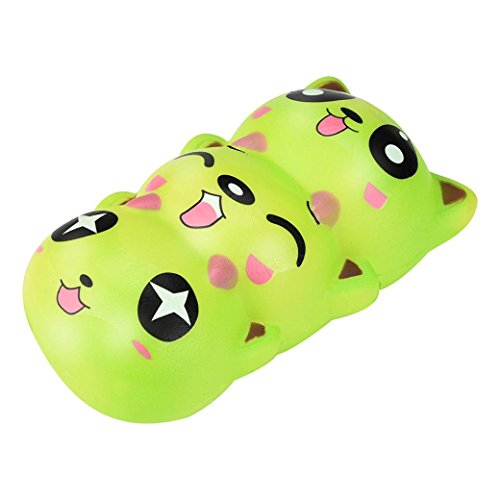 KESEELY Squishy Toy Kawaii Squishies Animal Toys Cute Cat Scented Slow Rising Squeeze Stress Reliever Toy (Green)