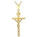 U7 18K Gold Plated Cross Necklace Polished Crucifix Pendant INRI Jesus Christ Piece Pendant for Women