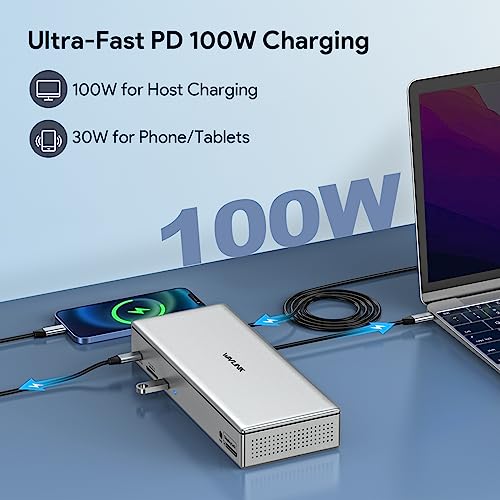 WAVLINK DisplayLink 19-in-1 USB-C/A Docking Station for Mac M1/M2, Windows Laptops and New MacBook Neo, 4 Monitors 5K/4K@60Hz, 4 HDMI + 4 DP, LAN 2.5G, 180W, 10Gbps