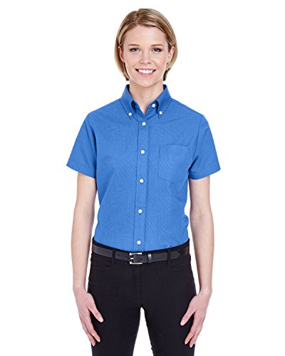 UltraClub Womens Classic Wrinkle-Free Short-Sleeve Oxford (8973) -FRENCH BLU -XL
