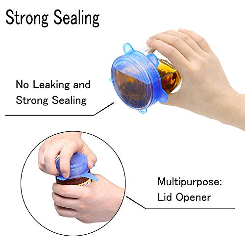 12pcs Silicone Stretch Lids with 2 Bonus, Reusable Insta Lids and Stretchable Food Covers to Keep Food Fresh for Various Sizes and Shape of Containers As Seen On TV, Dishwasher and Freeze - Thumbnail 2