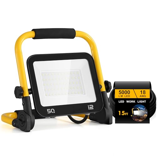 Yaoledly 50W 5000LM LED Work Light, 6000K IP66