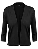BILY Women's Classic Open Front Cropped Cardigan Black Medium