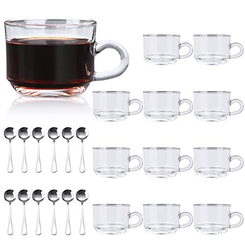 Clear Coffee Mug With Handle 6 oz,QAPPDA Glass Mugs With Handle,Warm Beverage Mugs,Glass Cups Tea Cups Latte Cups Cappuccino Mugs Set of 12 KTZB58 - Thumbnail 7