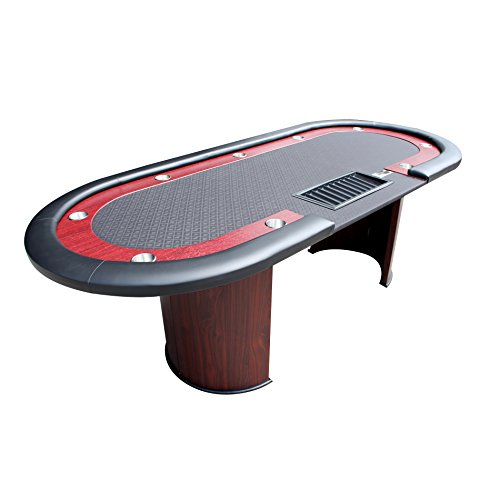 IDS Poker 96" Classic Luna Poker Table Black Speed Cloth Racetrack Chip Tray DropBox Wooden Legs
