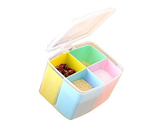 kitchen Storage Jar Seasoning Box Castor Storage Bottles Set Salt Jar 4 Grid