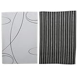 Tag 900652 Corelle Simple Lines Dish Towels, 26 by 18-Inch, Geometric, White, Set of 2