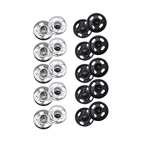 Meikeer 80 Sets Sew-on Snap Buttons Metal Snap Fastener Buttons Press Button for Sewing Clothing Silvery and Black (12mm) - Thumbnail 5