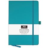 RICCO BELLO A5 Hardcover Dot Bullet Style Banded Journal Notebook, Pen Loop, 5.7 x 8.4 inches (Teal)
