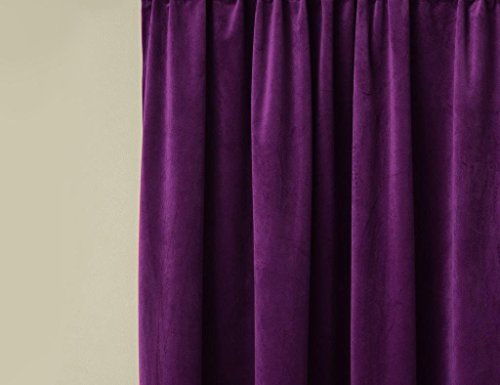 Sideli Solid Rod Pocket Matt Heavy Velvet Curtain Drape Panel Blackout Super Soft in Theater| Bedroom| Living Room| Hotel 1 Piece (52-Inch-by-84-Inch, Purple-rod pocket) - Thumbnail 4