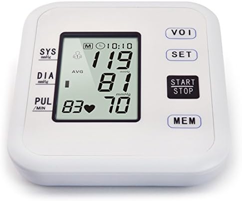 Yxbaby Blood Pressure Monitor Oximeter Automatic Arm Sphygmomanometer Pulse Rate Monitoring Home Using Portable Digital Upper Body Tonometer Test Health Care, White