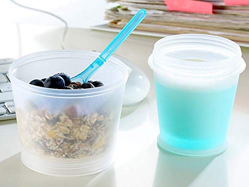 Rosenstein & Söhne Müsli-Lunchbox: 2er-Set Müsli-to-go-Becher mit Milch-Kühlfach & Löffel (Dose zum Mitnehmen, Joghurtbecher mit fach, Kühlung) – Bild 5