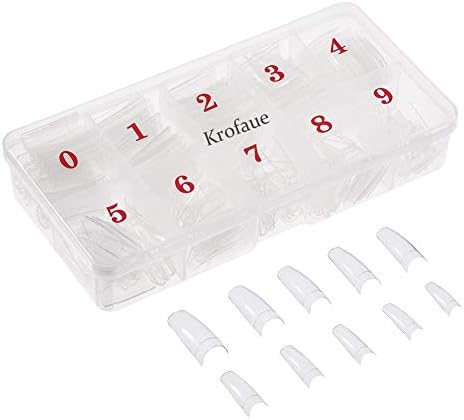 500PCS Clear False Nails Tips Lady French Style Acrylic Artificial Tip Manicure with Box of 10 Sizes for Nail Art Salons and Home DIY